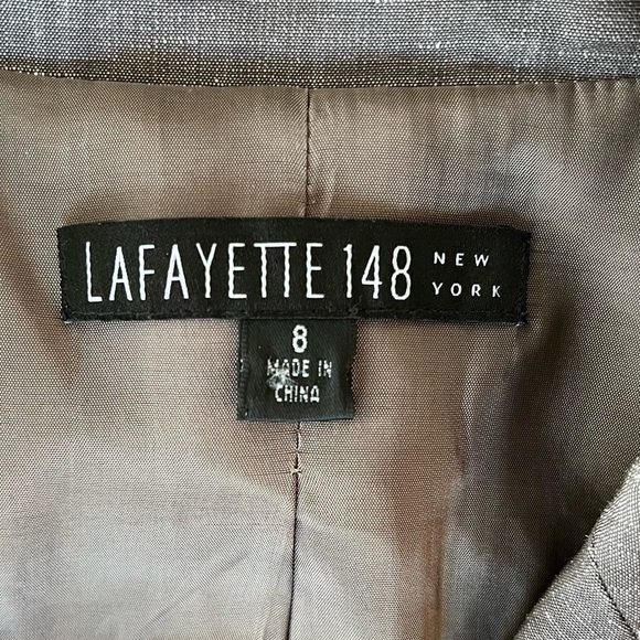 LAFAYETTE 148 NY Wool Linen Blend Single Breasted Brown Blazer Size 8 - Picture 5 of 6